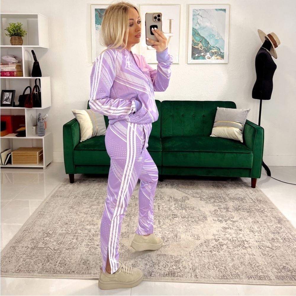 Adidas Bandana Print Lilac Track Pants Superstar - Picture 3 of 12